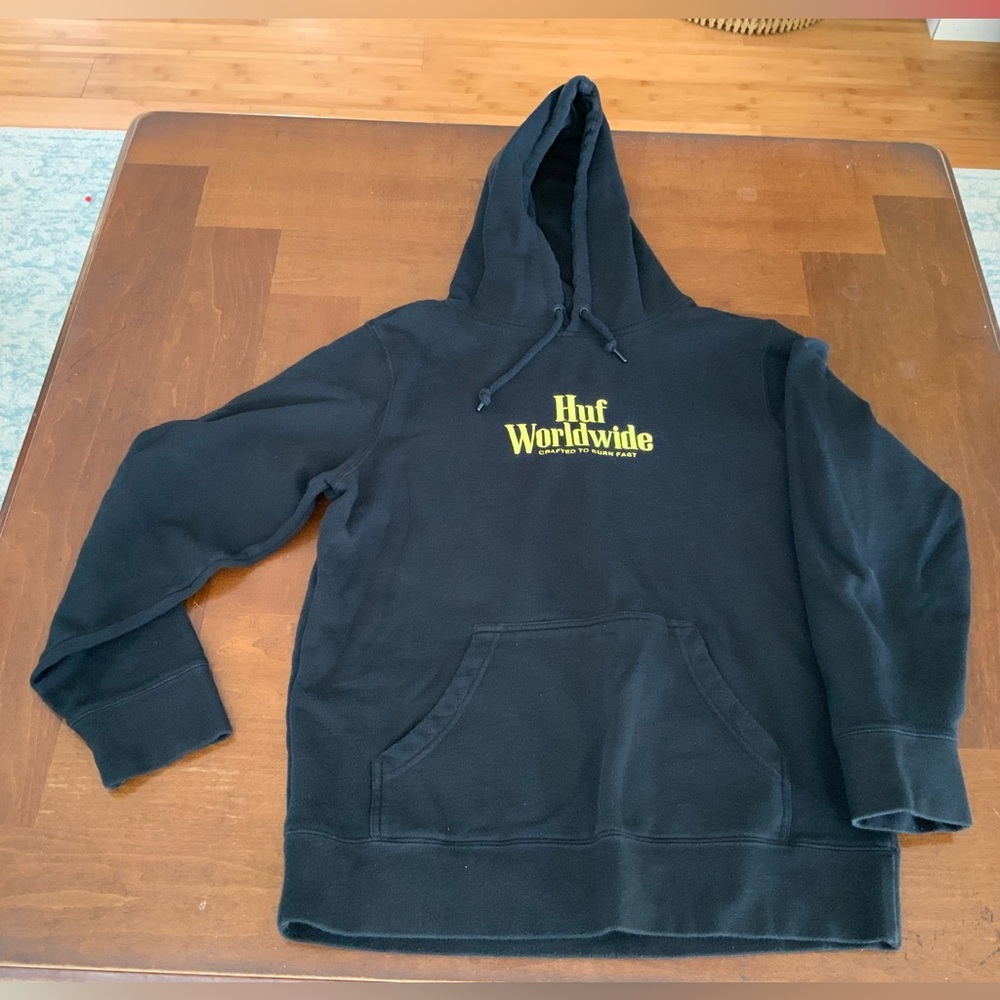 HUF Worldwide Mens Medium Embroidered Pullover Hoodie Sweatshirt Streetwear